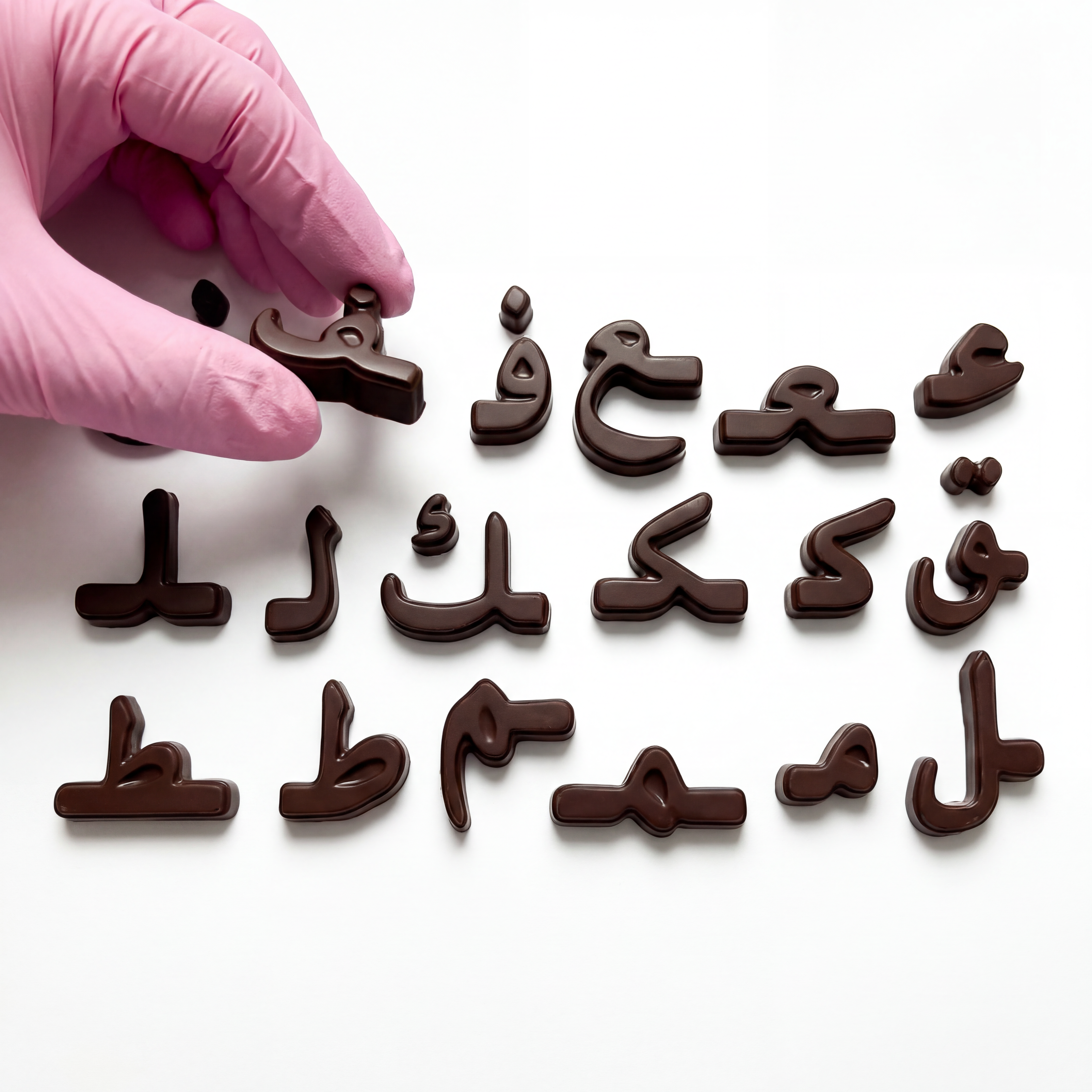 Full set of Arabic letters in chocolate