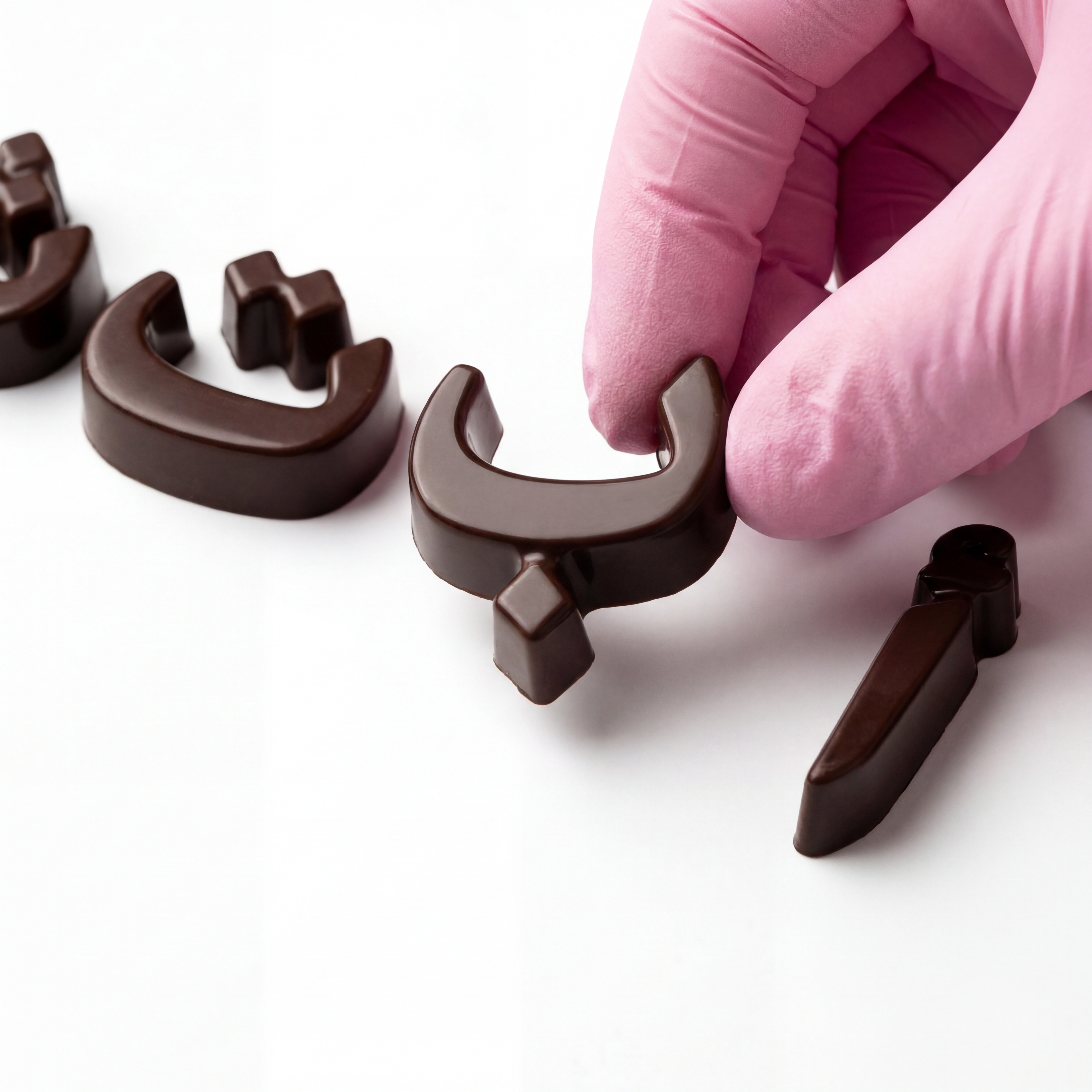 Arabic chocolate letter close up