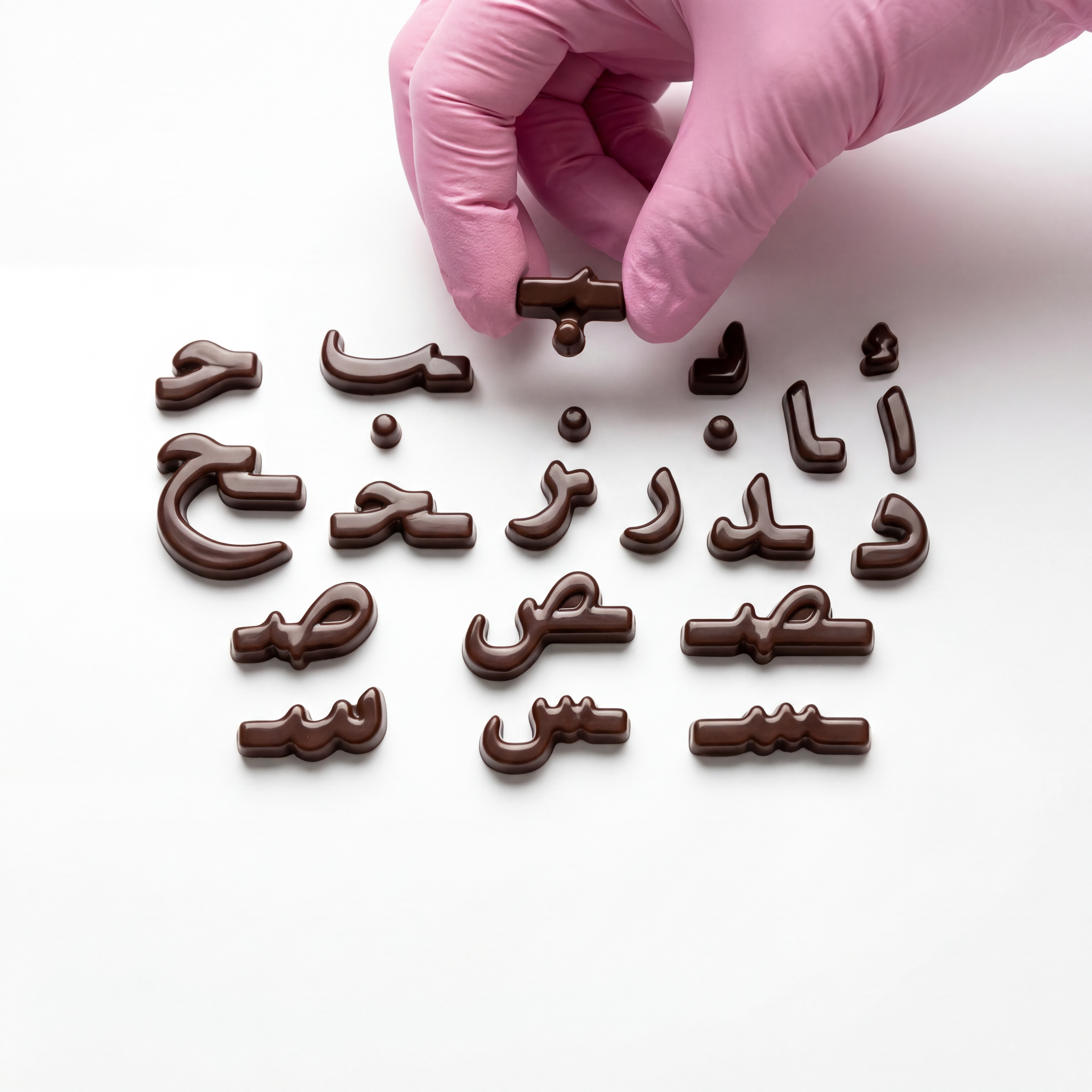 Full Arabic letter set in chocolate